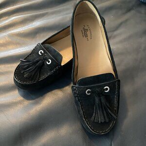 G.H. Bass Leather Tasselled Moc Loafers Bonnie Black Suede Academia 6.5 M